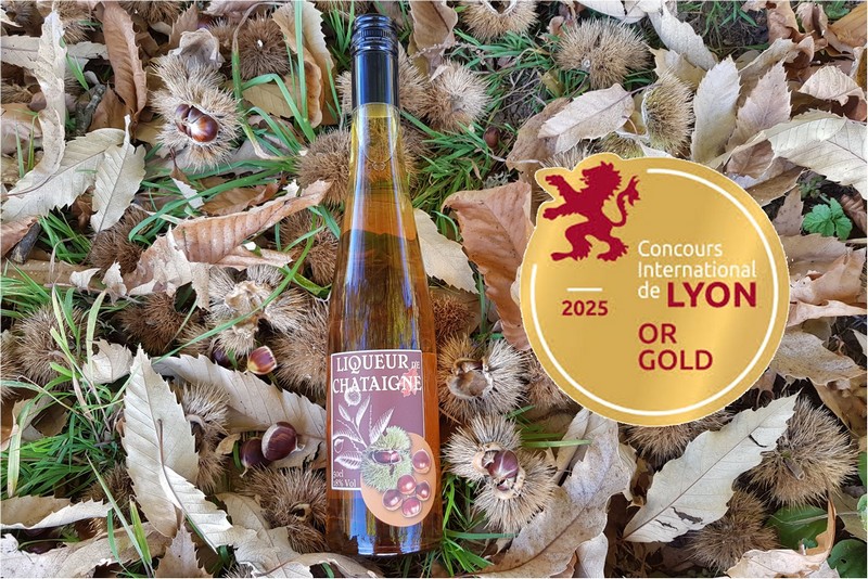 La Distillerie Paul Devoille obtient une Médaille d'or au Concours de Lyon 2025 pour sa Liqueur de Châtaigne.